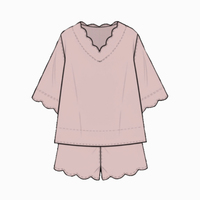 Kledingset voor kinderen, op maat gemaakte shirts, pyjama's met scalloped rand, zomerkleding, zweet absorberende meisjeskledingset