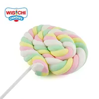 Campione gratuito colorato fruttato lollipop marshmallow delizioso della caramella dolce marshmallow caramella del lollipop
