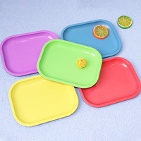 Plateau de service et de roulage en métal 18*14cm, couleurs bonbon, avec logo personnalisé, pour accessoires de maison, restaurant, KTV, fumer, et comme cendrier et broyeur.