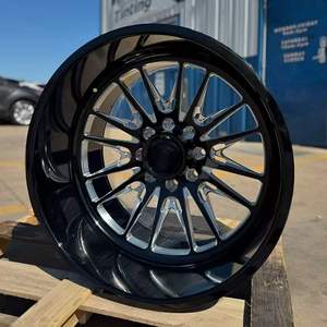 Jantes forgées Deep Dish 22x12 24x14 26x14 pour camion, entraxes 8x170 8x165.1, noires avec <span class=keywords><strong>centre</strong></span> flottant fraisé, pour <span class=keywords><strong>Ford</strong></span> F250 RAM 2500, finition personnalisée - Product Image 2