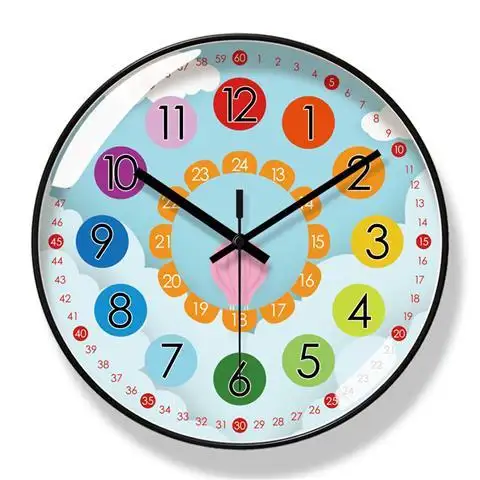 Reloj de pared de cuarzo silencioso para niños, funciona con pilas grandes, fácil de leer para habitación, hogar, cocina, dormitorio, oficina, escuela