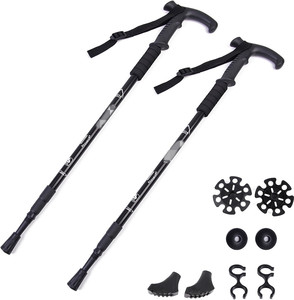 Ensemble <span class=keywords><strong>de</strong></span> bâtons <span class=keywords><strong>de</strong></span> trekking rétractables <span class=keywords><strong>ultra</strong></span>-légers avec logo personnalisé, bâton <span class=keywords><strong>de</strong></span> <span class=keywords><strong>marche</strong></span> télescopique antichoc en aluminium - Product Image 1