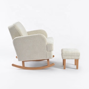 Sillón mecedora de madera balancín tapizado blanco cómodo moderno con Teddy Nursery para uso en el baño - Product Image 3
