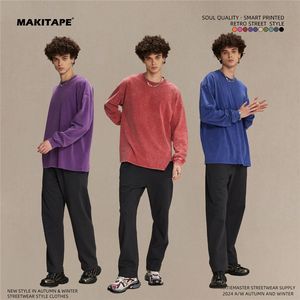 เสื้อยืดแขนยาววินเทจ DQ2218 สำหรับทุกเพศ ผ้าฝ้าย 100% 275gsm ซักกรด ทรงโอเวอร์ไซส์ สไตล์ลำลอง สีพื้น ระบายอากาศได้ดี เหมาะสำหรับฤดูใบไม้ร่วง - Product Image 2