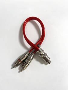 Cable de audio de 2 machos a 1 hembra RCA, conector niquelado, tejido de alta densidad, transmisión estable, sonido estéreo de alta fidelidad - Product Image 1