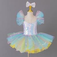 Robe tutu de ballet colorée à paillettes pour filles, costume de danse scintillant et bouffant, tenues de compétition lyrique