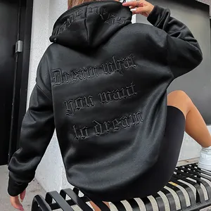 Wholesale Heavyweight Oversized Essentials Cotton French Terry Polyester Puff Print Hoodie Custom Unisex Embroidery Hoodie Women