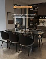 Ensemble de table et chaises de salle à manger rectangulaire minimaliste italien, design moderne de luxe en marbre pour villa, appartement, mobilier de maison, 5/7 pièces