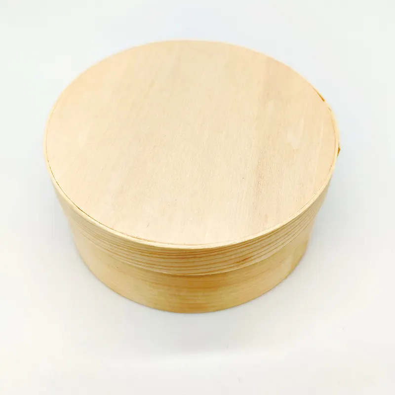 Caixa de armazenamento de pinha de madeira redonda, de alta qualidade com tampa de madeira
