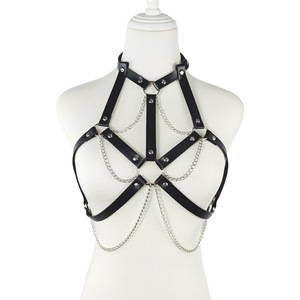 Vendita all'ingrosso Goth Bdsm in pelle multistrato con nappine imbracatura per il corpo catena spessa collana petto Sexy <span class=keywords><strong>Lingerie</strong></span> - Product Image 2