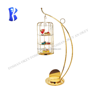OKEY Restaurant Ustensiles Après-midi Thé Stand Niveaux Dessert Table Présentoir En Acier Inoxydable Cage À Oiseaux Gâteau Stand