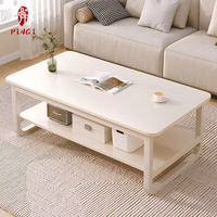 Moderner Minimalistischer Höhenverstellbarer Glas-Couchtisch TV-Schrank Holz Langlebiger Couchtisch mit Stauraum