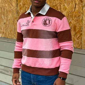 T-shirt en coton French Terry personnalisé, polo de rugby, t-shirt avec logo brodé, chemise à manches longues rayée, polos pour hommes - Product Image 1