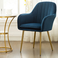 Ensemble de 6 chaises de salle à manger modernes du milieu du siècle pour hôtel, mariage, restaurant, intérieur, avec cadre en métal bleu, Sillas Para Comedor