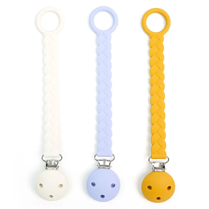 New Arrivals Bpa Free Silicone Clip Pacifier Macrame Newborn Baby Wooden Pacifier Dummy Soother Holder Chain Clips