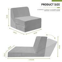 Canapé-lit pliable en mousse à mémoire de forme, modulaire, pour salon, chaise longue au sol, housse super douce en cristal pour petit appartement