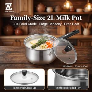Échantillon disponible : Casserole en acier inoxydable <span class=keywords><strong>18</strong></span>/<span class=keywords><strong>10</strong></span> avec fond épaissi 5 couches, 1,5L-2,0L, pot à lait, certifiée LFGB/CE - Product Image 1