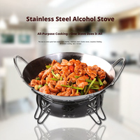 Kompor Alkohol Komersial Restoran Stainless Steel Portabel untuk Asrama Mahasiswa, Set Panci Kecil untuk Bahan Cair, Padat, dan Kering