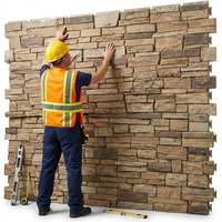 Dalles de pierre PU modernes et durables pour hôtels, revêtement mural léger imitation brique, grandes dalles de 100 mm d'épaisseur, carreaux de pierre flexibles pour le bricolage