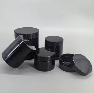 Wholesale 5oz 8oz 10oz 12oz 16oz Wide Mouth Cosmetic Pet Cream Jars 150g 250g 300g 360g 480g Plastic Black Jar With Black Lid