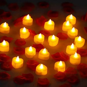 24 pièces de bougies <span class=keywords><strong>LED</strong></span> romantiques en forme de cœur, lumière vacillante électronique, veilleuse pour mariage, fête, décoration de la Saint-Valentin - Product Image 2