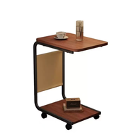 Table d'appoint moderne en bois pour canapé avec étagère inférieure pratique et poche de rangement, mobilier de maison