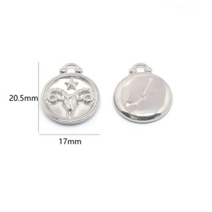 12 Breloques Signes du Zodiaque en Acier Inoxydable, Pendentifs Ronds Gaufrés Constellation Or Argent, Apprêts pour Fabrication de Bijoux Horoscope - Product Image 2