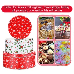 Giáng sinh Cookie tins thiết lập <span class=keywords><strong>3</strong></span> kích cỡ trang trí kim loại làm tổ Container có nắp đậy cho kỳ nghỉ xử lý kẹo SÔCÔLA nhai kẹo cao su - Product Image 4