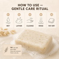 Savon au lait de chèvre et à l'avoine, marque privée OEM, glycérine, nettoyant doux, barre nettoyante pour peaux sèches et sensibles, soin de la barrière cutanée, sans parabène, beauté naturelle