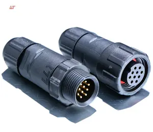 Kabel solder LED M14 10PIN, konektor plastik tahan air