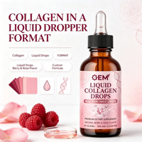 Gouttes de collagène liquide 60 ml OEM ODM Marque privée Complément de collagène pour la peau, les cheveux, les ongles et les articulations