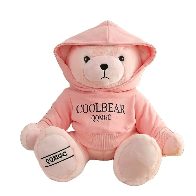 Großhandel personal isierte Teddybär Hoodie benutzer definierte LOGO Text OEM tragen Sweatshirt Teddybär Werbe Stofftier Plüsch tier