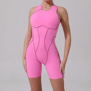 GCWAVE Combinaison moulante de couleur contrastée sport fitness beau dos haut élastique combinaison de yoga une pièce - Product Image 1
