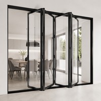 Porte pliante en aluminium à double vitrage trempé, moderne, pour séparation de pièce ou patio