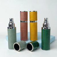 Emballage cosmétique vide, flacon roll-on avec bille en verre borosilicate et revêtement en cuir pour parfum et huile essentielle diffuseur