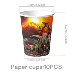 Décorations de fête de <span class=keywords><strong>dinosaure</strong></span> du volcan jurassique de vente chaude, vaisselle d'<span class=keywords><strong>anniversaire</strong></span>, assiettes en papier, serviettes, nappes et ensembles - Product Image 1