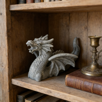 Statue de jardin en résine de dragon à effet pierre gothique - Détail d'échelle complexe, parfait pour la terrasse, le chemin et l'ornement de jardin sur le thème fantastique