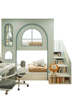 Lit d'enfant avec rangement lits mezzanine avec armoire lit d'enfant avec armoire lit à deux étages vert design moderne