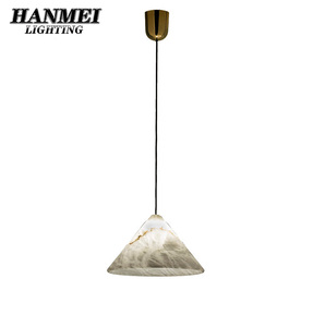 Alabaster Minimalist Style Cone Lamp Design Restaurant Bar Bedroom Bedside Chandelier Pendant <b>Lights</b> HM-ZZ-8276 Warm White <b>Light</b> - Product Image 1