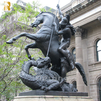 Sculpture en bronze grandeur nature de Saint George romain tuant le dragon, homme à cheval, par RELONG