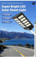 Lampadaire solaire tout-en-un 500W-2000W, étanche IP65, ABS, haute luminosité, LED SMD, détecteur de mouvement, télécommande