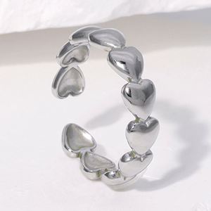 Anillos Abiertos de Acero Inoxidable con Diseño de Corazón para Chicas, Venta Directa - Product Image 2
