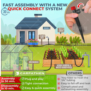 Kit de riego por goteo Carpathen con tubería de 1/2 pulgada y conexión rápida, sistema de riego para jardín, para flores y verduras - Product Image 5