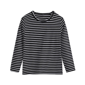 T-shirt con Design a <span class=keywords><strong>righe</strong></span> all'ingrosso da uomo oversize a manica lunga rossa a <span class=keywords><strong>righe</strong></span> <span class=keywords><strong>bianche</strong></span> t-shirt con Logo stampato ricamato - Product Image 4