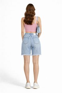 Nuevos Shorts de Mezclilla Cómodos y Desgastados con un Diseño Simple para Uso Diario - Perfectos para Versatilidad y Estilo - Product Image 3