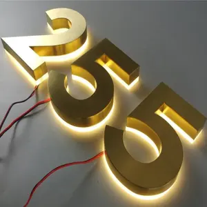 Kexian Custom LED Backlit Number Address Sign Led Home Number House Hotel Room Numbers Signs with Light