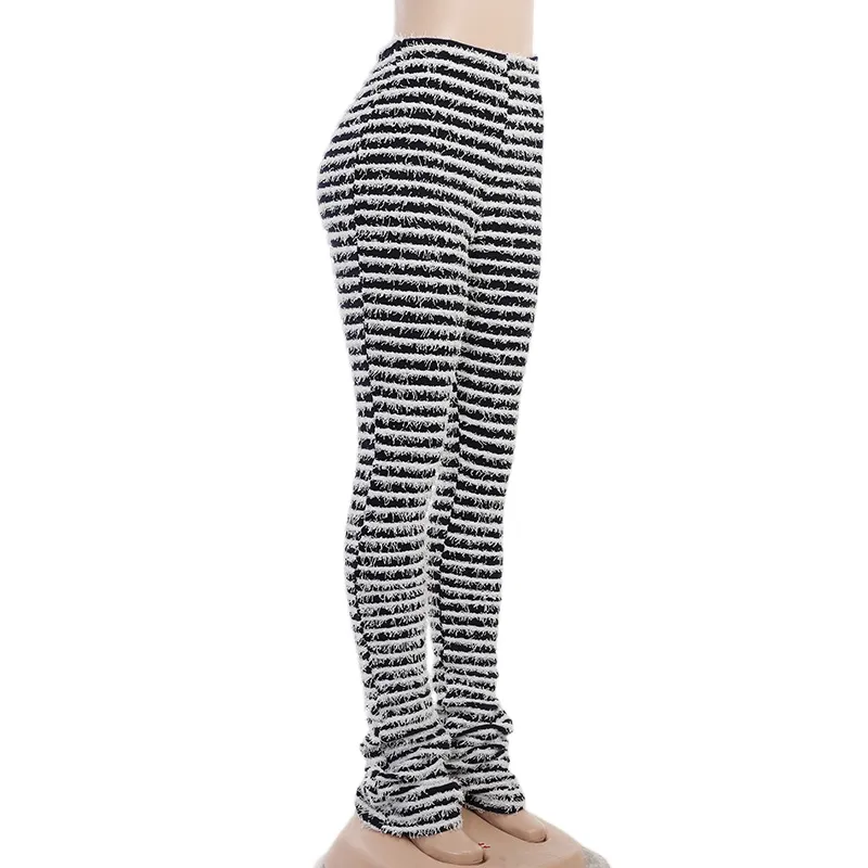 Streetwear Skinny Knit Furry Leggings Hosen Frauen 2022 High Waist Black Pants Jogging hose Freizeit hose