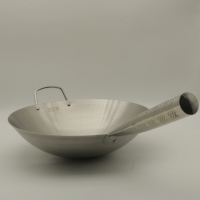 Wok de Acero Inoxidable con Asa Única, Grado Comercial, Superficie Electropulida, Varios Tamaños, Diseño Moderno, para Saltear y Freír Profundamente, Estilo Asiático