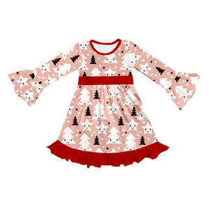 Vestido de Navidad para Niñas de Milk Silk, Vestido Largo con Mangas Abullonadas, Vestido Estampado para Fiestas Navideñas para Niñas Pequeñas - Product Image 1