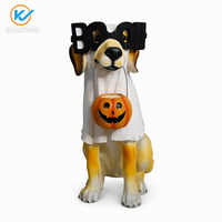 Statue de chien fantôme d'Halloween KW avec lunettes BOO, citrouille LED en résine, faite à la main, non toxique, logo personnalisable, décoration étanche